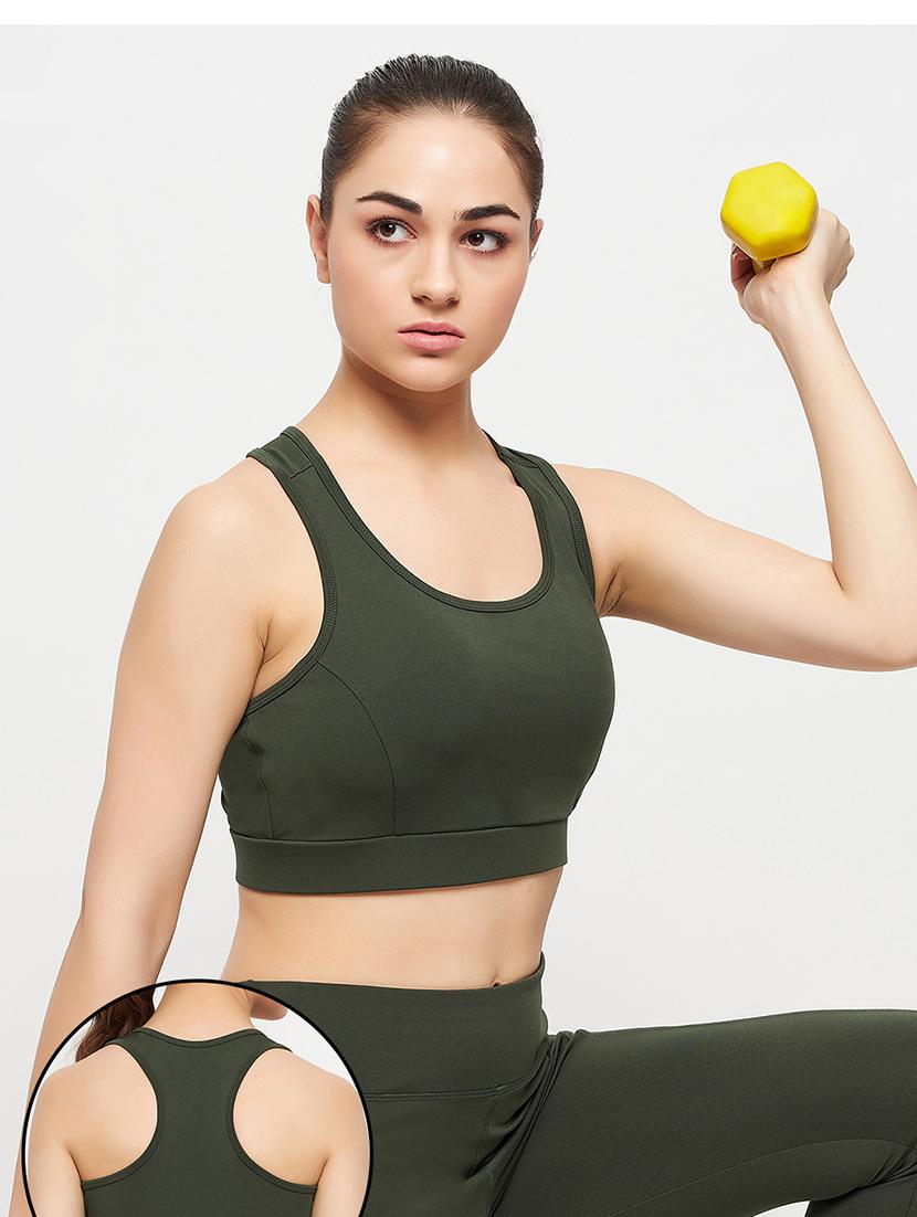 women solid racerback sports bra - 21552146 - Standard Image - 1