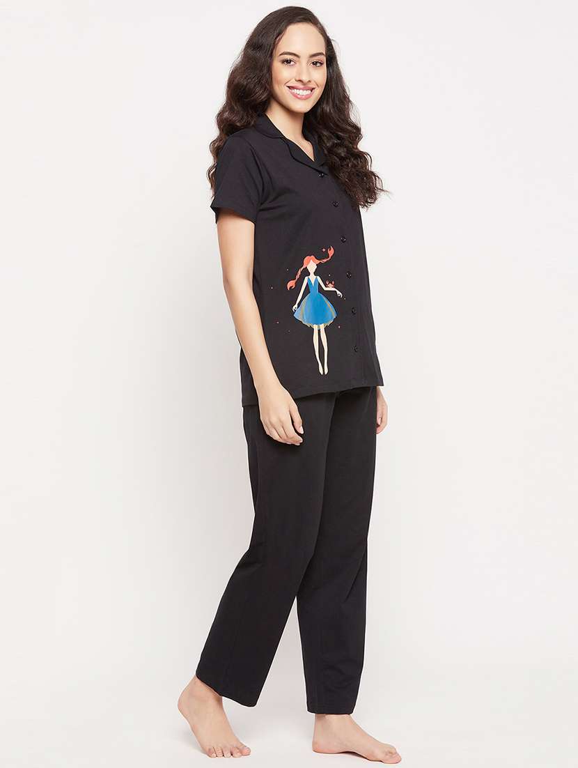 women printed pyjama nightwear set - 21552200 -  Standard Image - 1