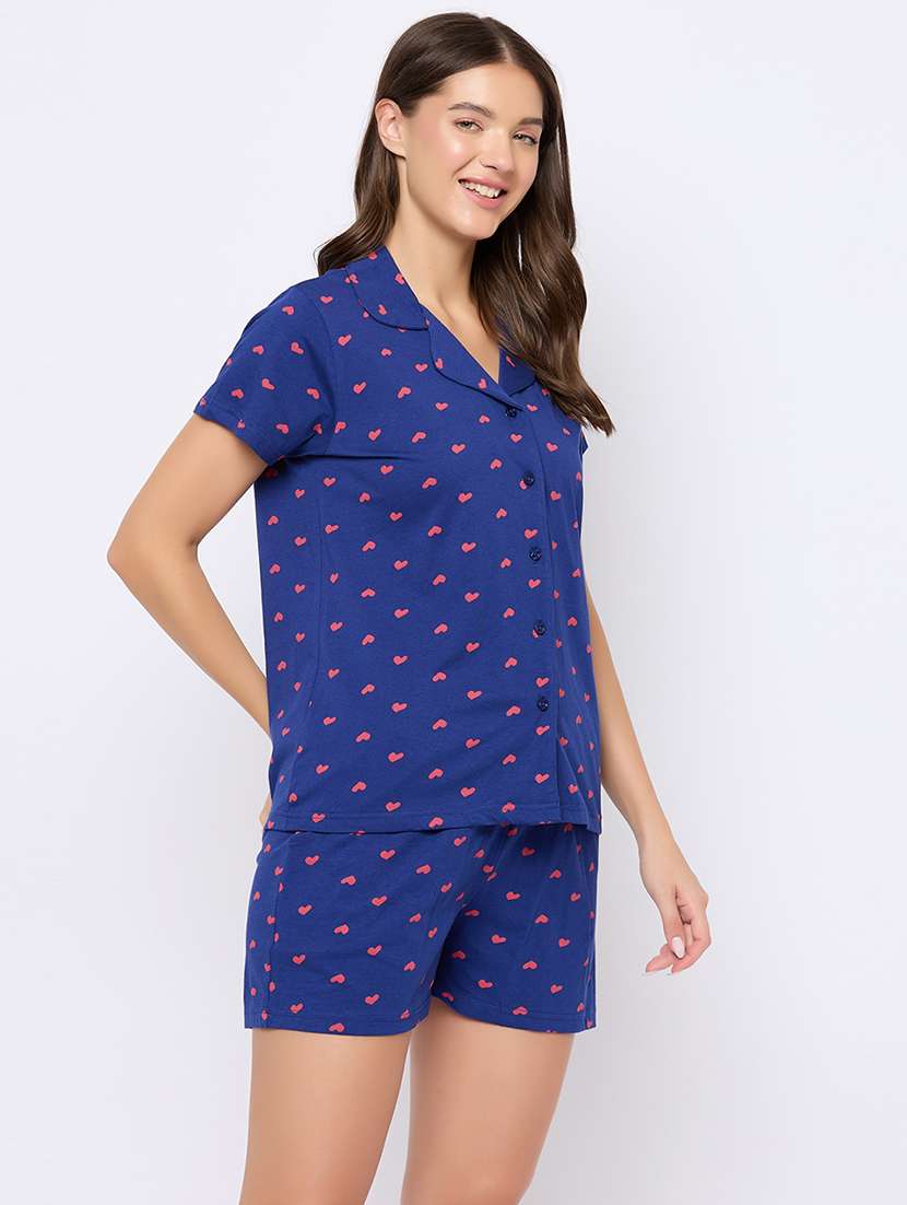 women printed shorts nightwear set - 21552205 -  Standard Image - 1