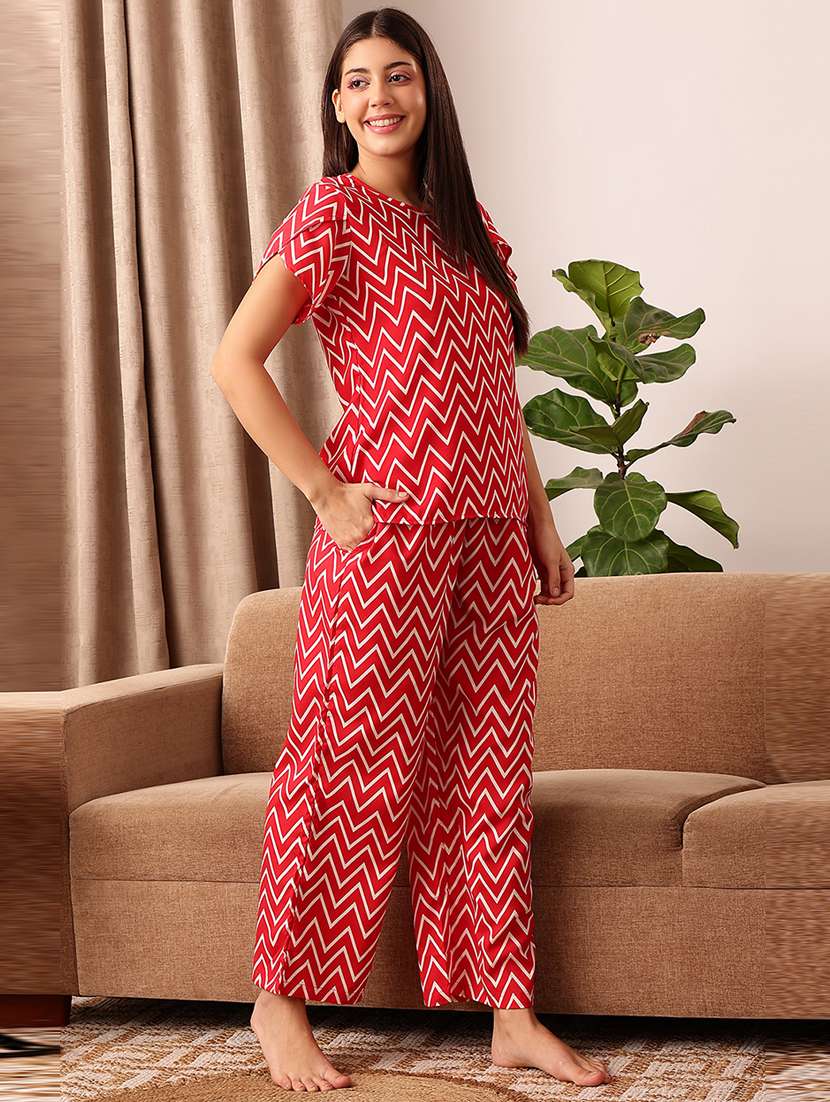 women printed pyjama nightwear set - 21552229 -  Standard Image - 1
