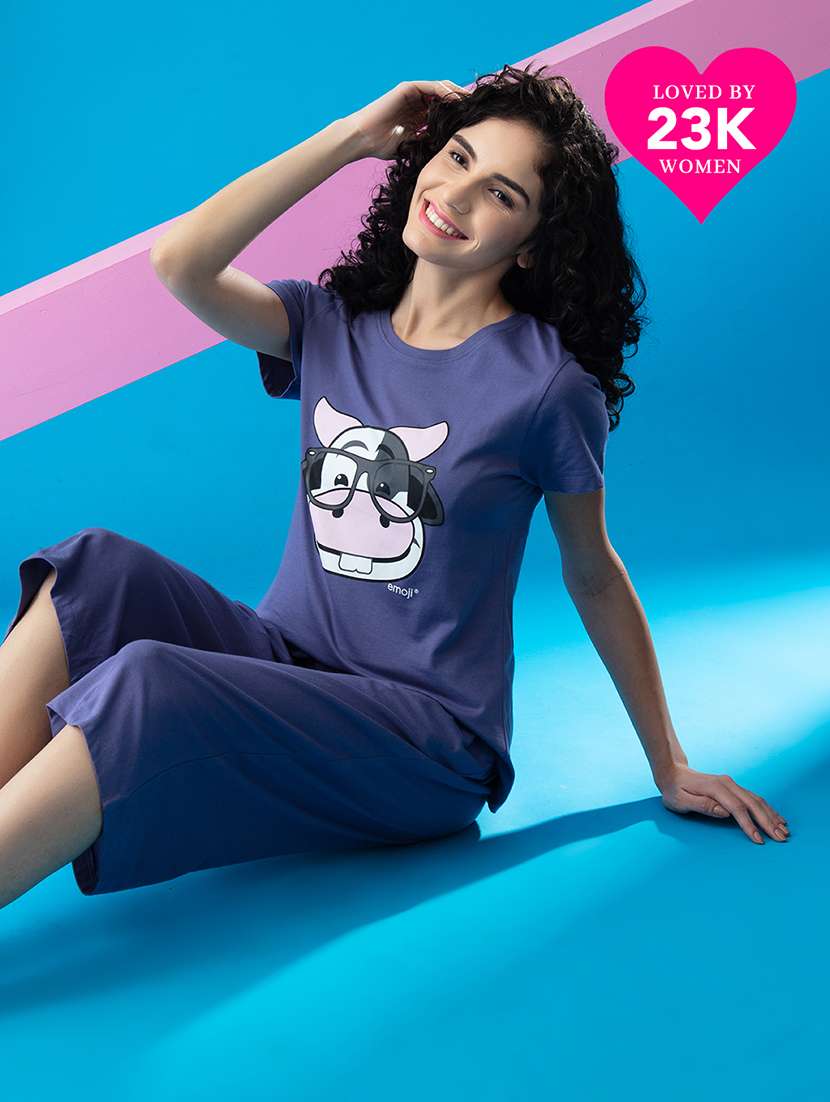 women printed capri nightwear set - 21552230 -  Standard Image - 1