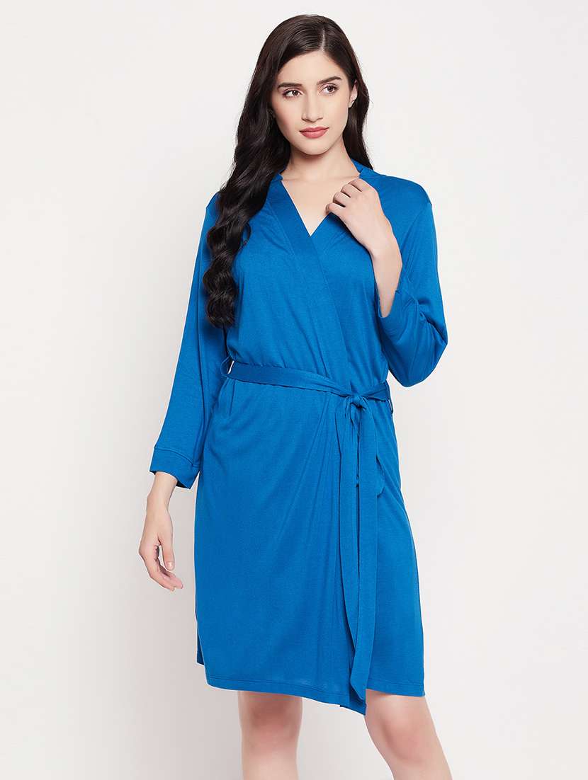 women solid sleepwear robe - 21552271 -  Standard Image - 1