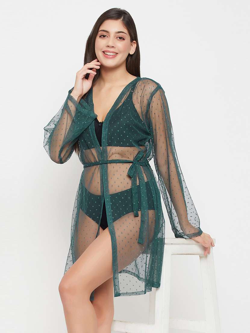 women green solid sleepwear robe - 21552303 -  Standard Image - 1