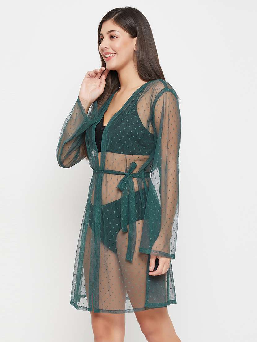women green solid sleepwear robe - 21552303 -  Standard Image - 4