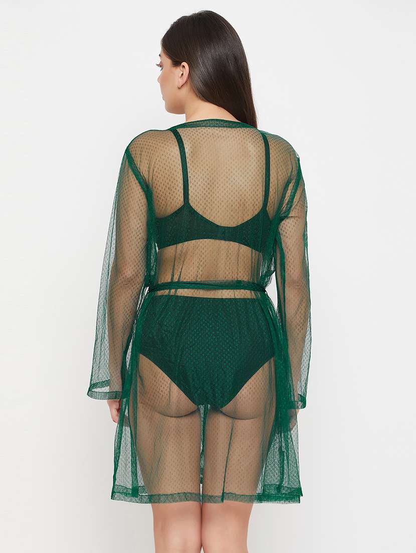 women green solid sleepwear robe - 21552304 - Standard Image - 4