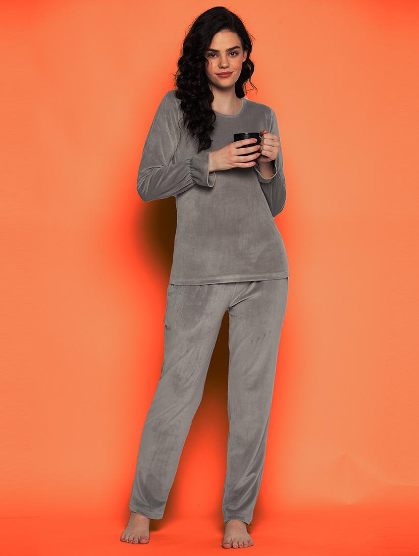 women solid pyjama nightwear set - 21552311 - Standard Image - 1