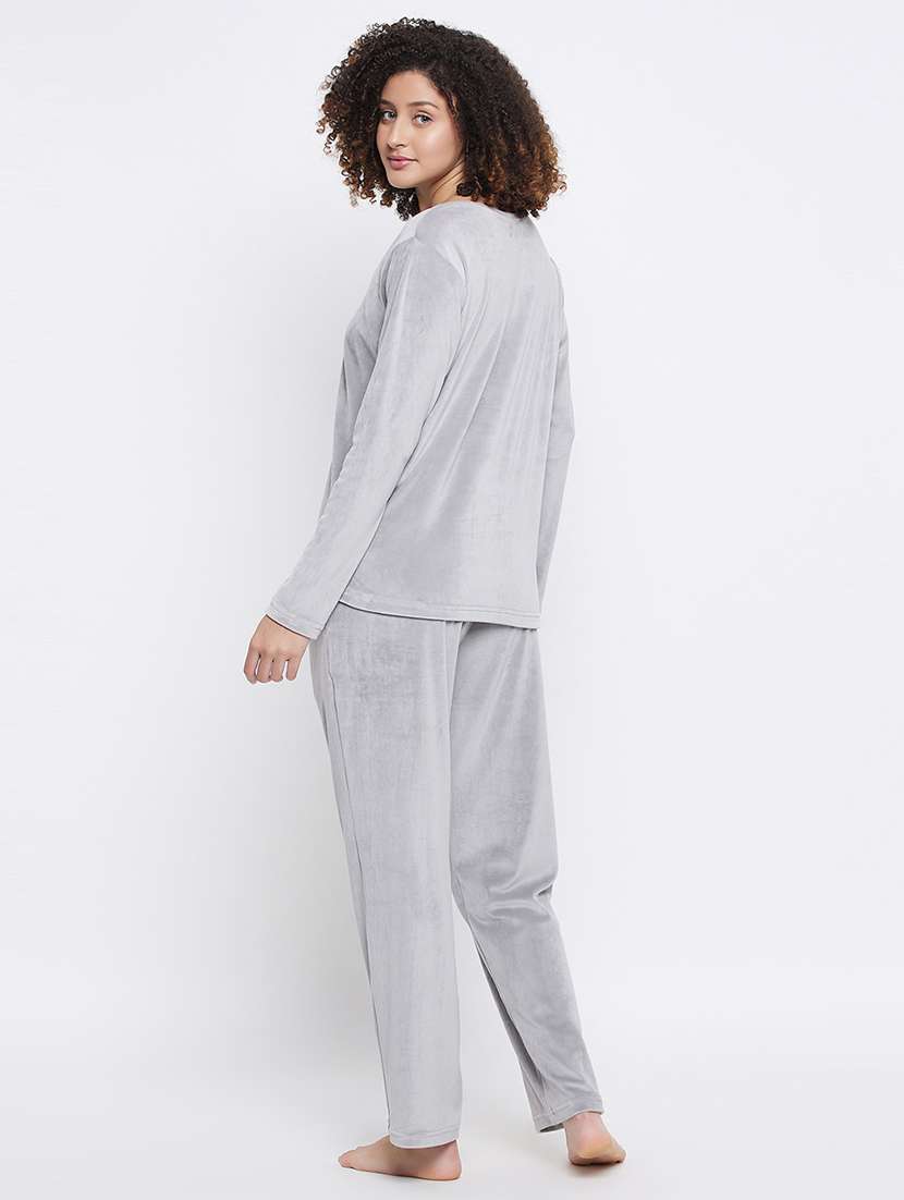 women solid pyjama nightwear set - 21552313 -  Standard Image - 4