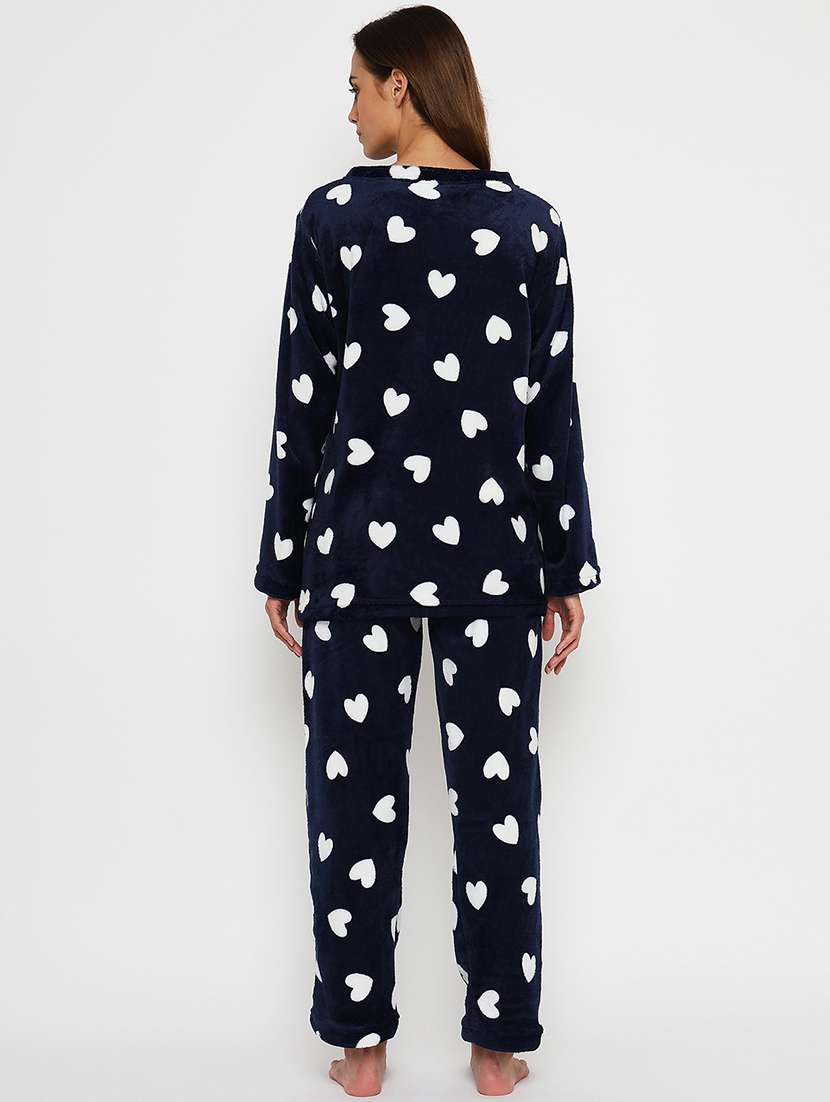 women printed fleece pyjama nightwear set - 21552796 -  Standard Image - 4