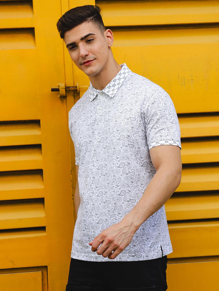 men paisley printed polo t-shirt - 21552855 - Standard Image - 1