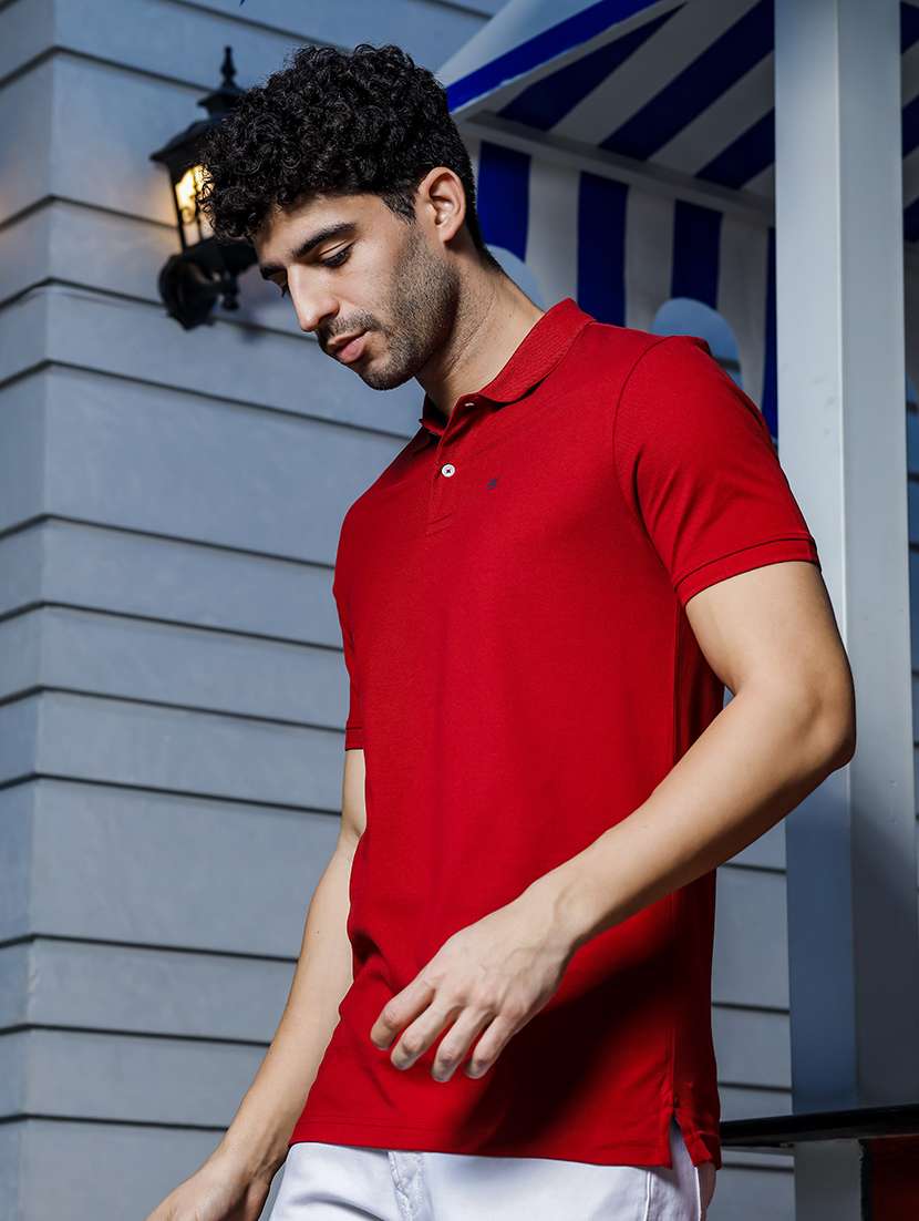men solid short sleeves polo t-shirt - 21552887 -  Standard Image - 1