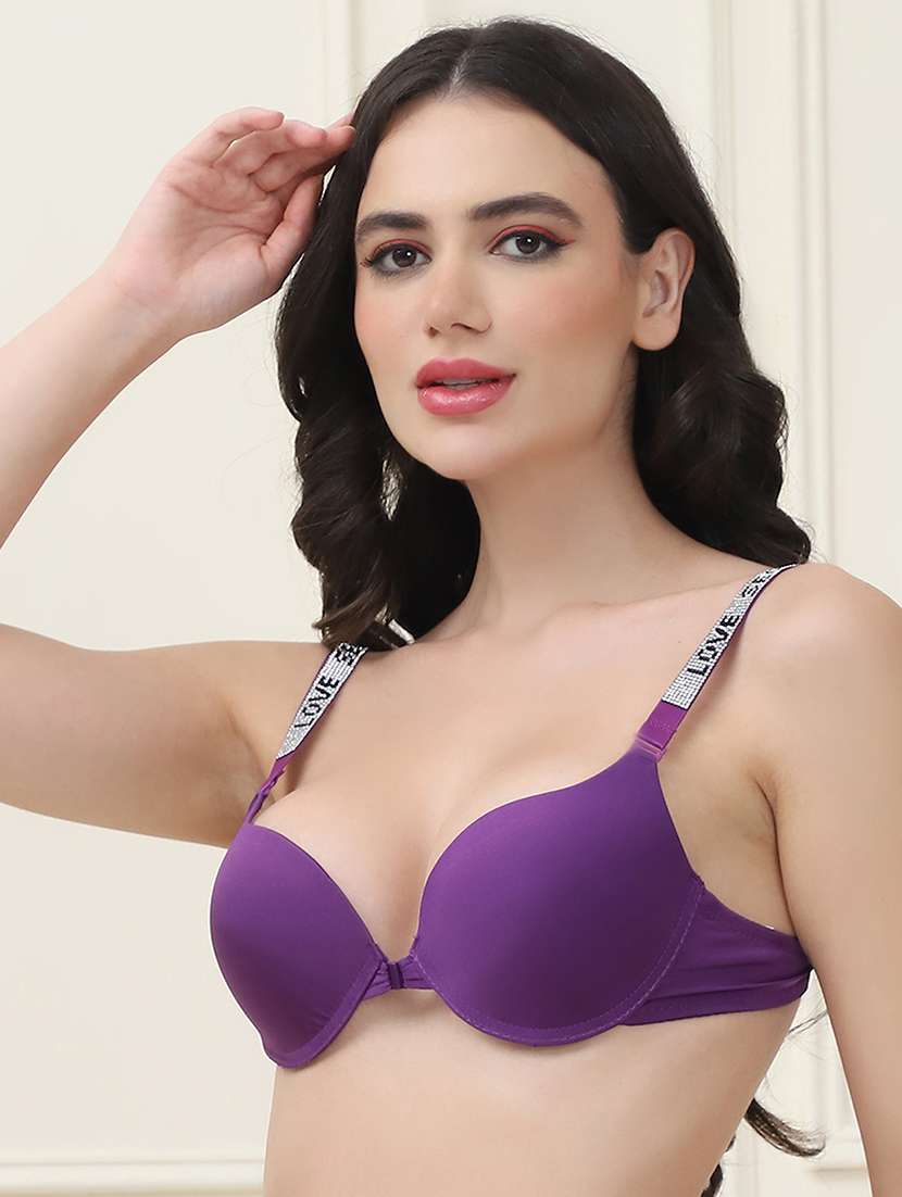 women solid under wired front open bra - 21552966 -  Standard Image - 1