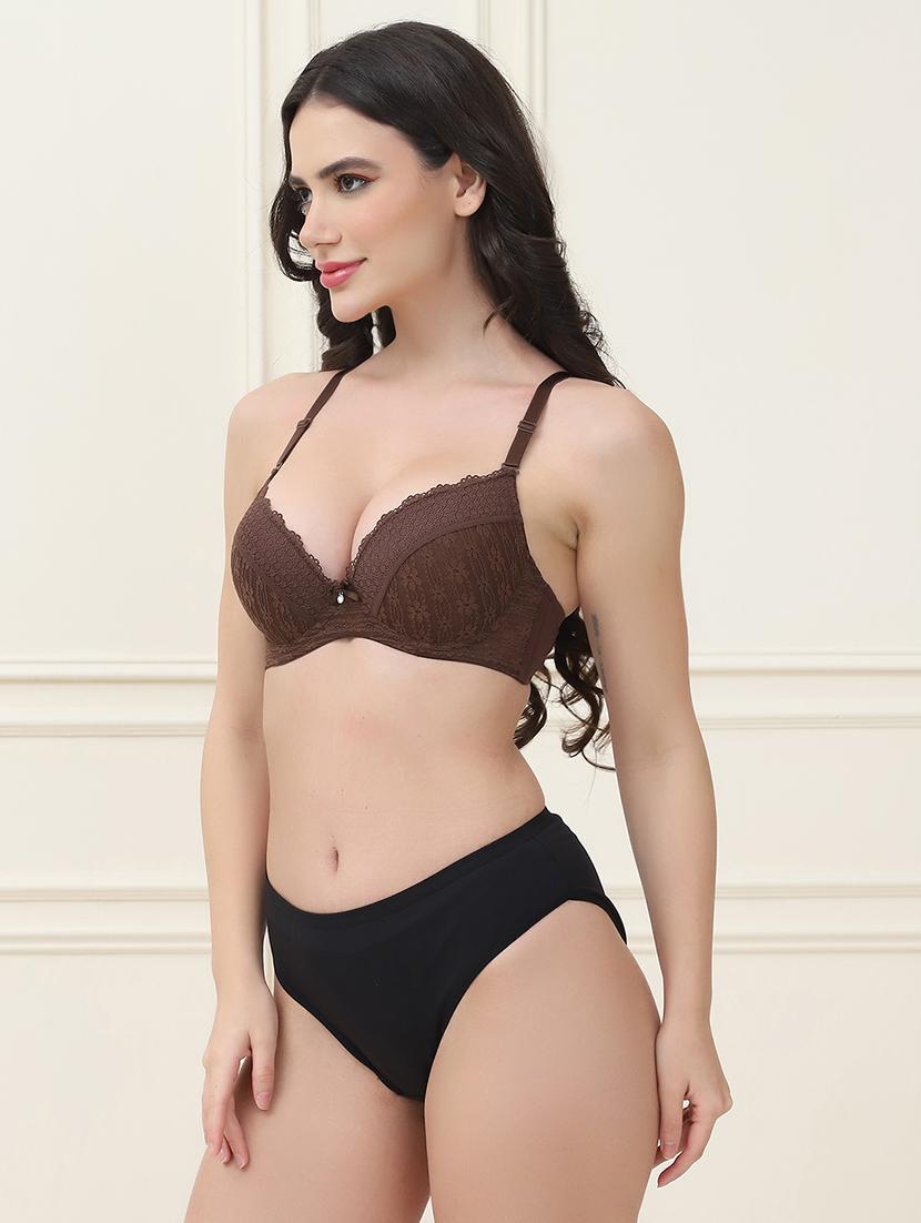 women solid bra and panty set - 21553001 - Standard Image - 1