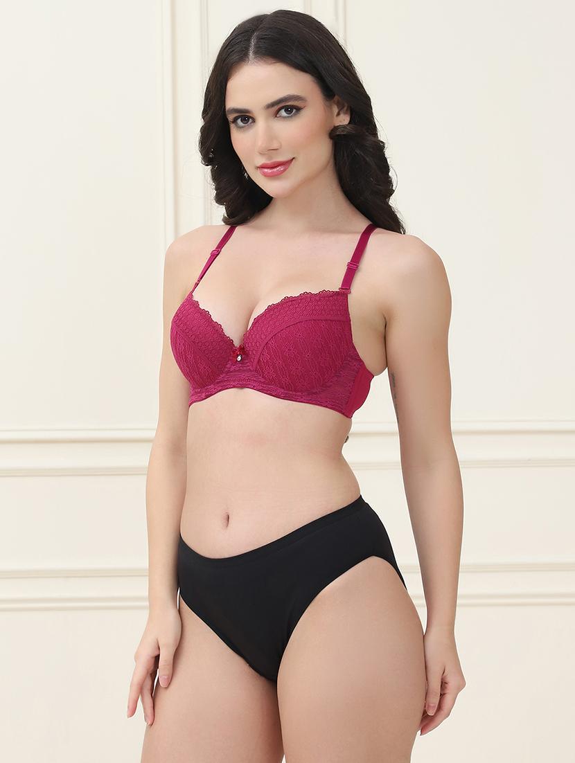 women solid bra and panty set - 21553003 - Standard Image - 1