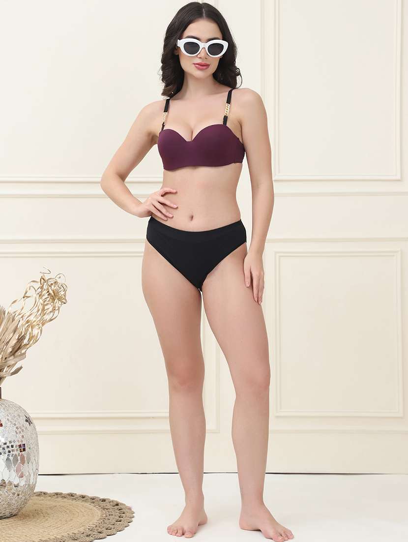 women solid bra and panty set - 21553011 - Standard Image - 4