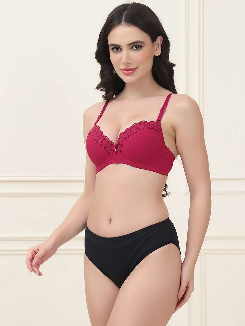 women solid bra and panty set - 21553016 -  Standard Image - 1
