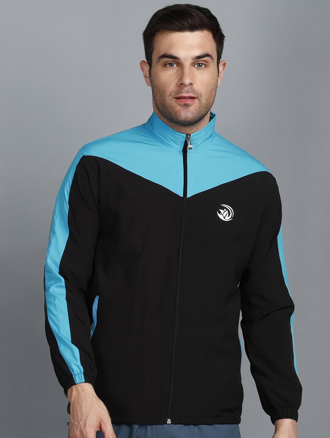 men color blocked stand collar biker jacket - 21553019 -  Zoom Image - 0