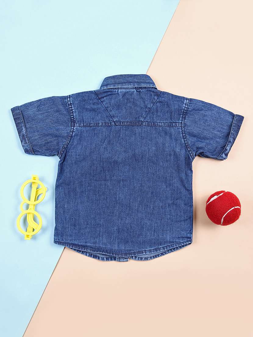 boys solid denim short sleeve shirts - 21553327 -  Standard Image - 1