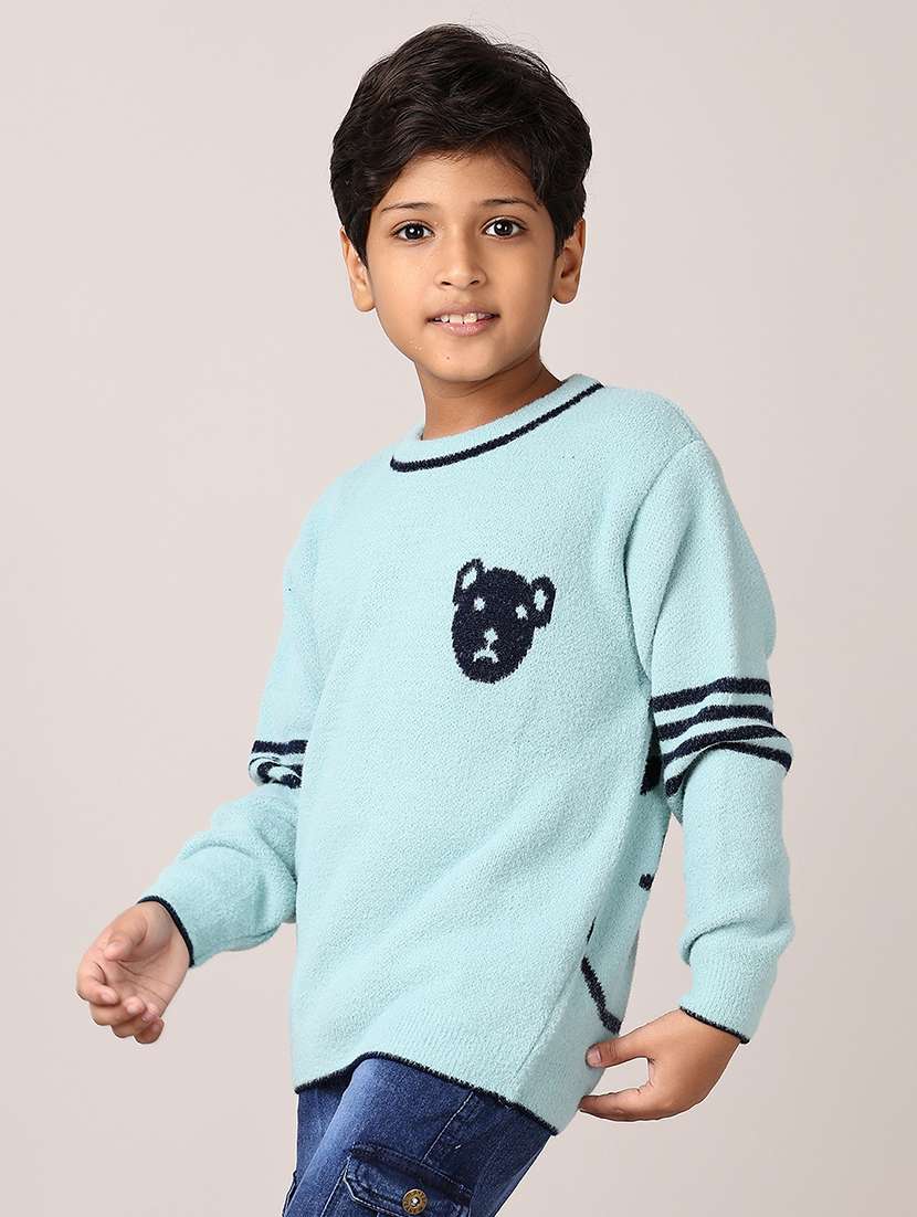 boys self design long sleeve pullover sweater - 21553329 -  Standard Image - 1