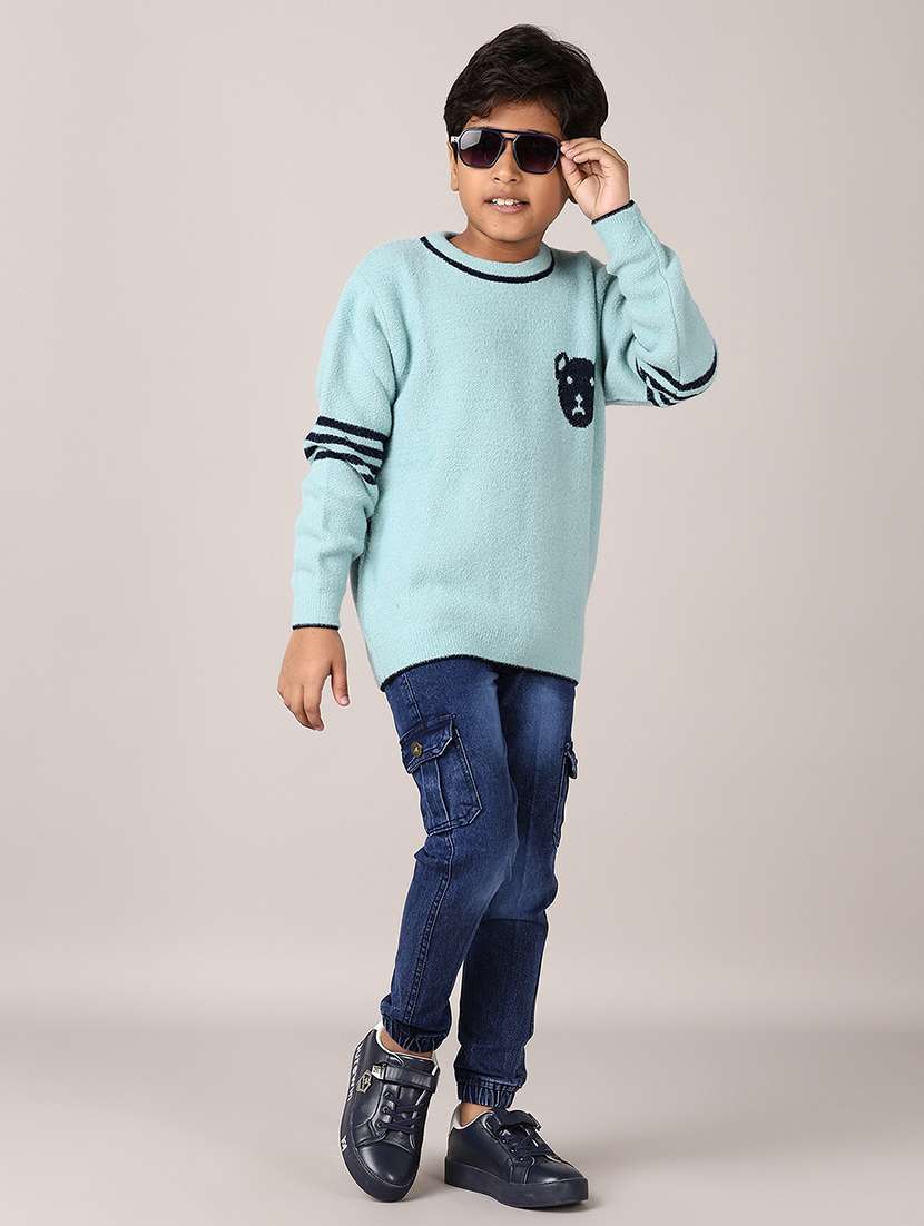 boys self design long sleeve pullover sweater - 21553329 -  Standard Image - 4
