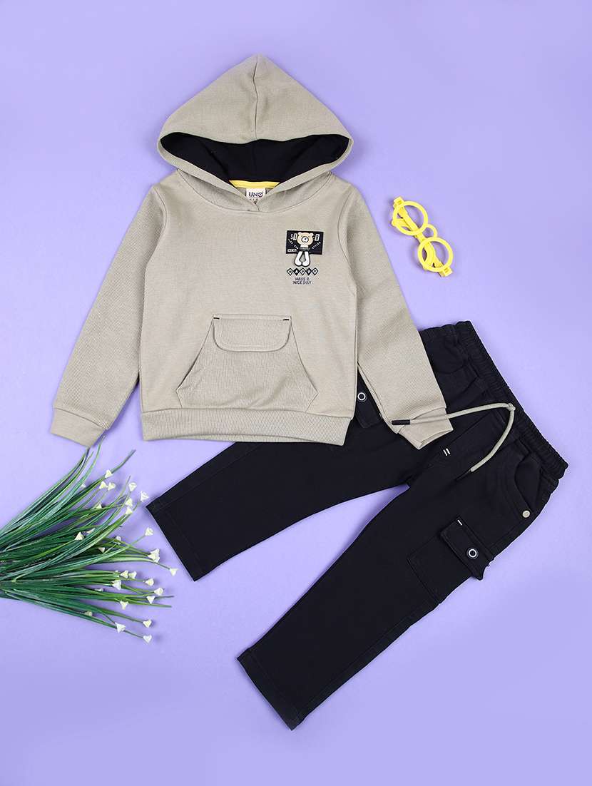 boys printed casual wear full length set