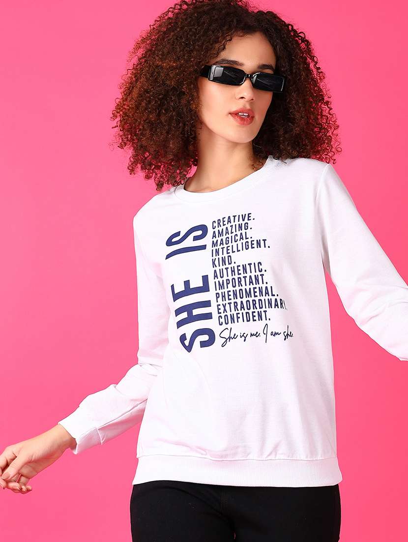 women front print long sleeve sweatshirt - 21553351 -  Standard Image - 1