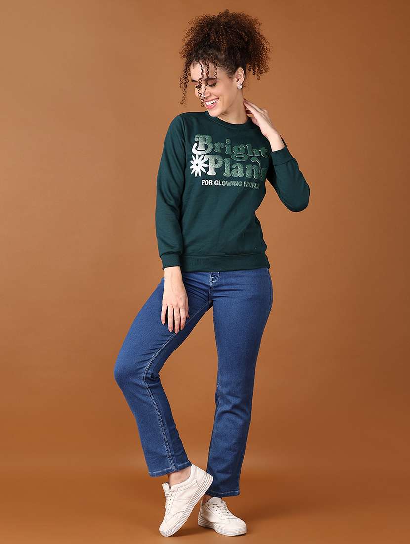 women chest print long sleeves sweatshirt - 21553352 -  Standard Image - 4