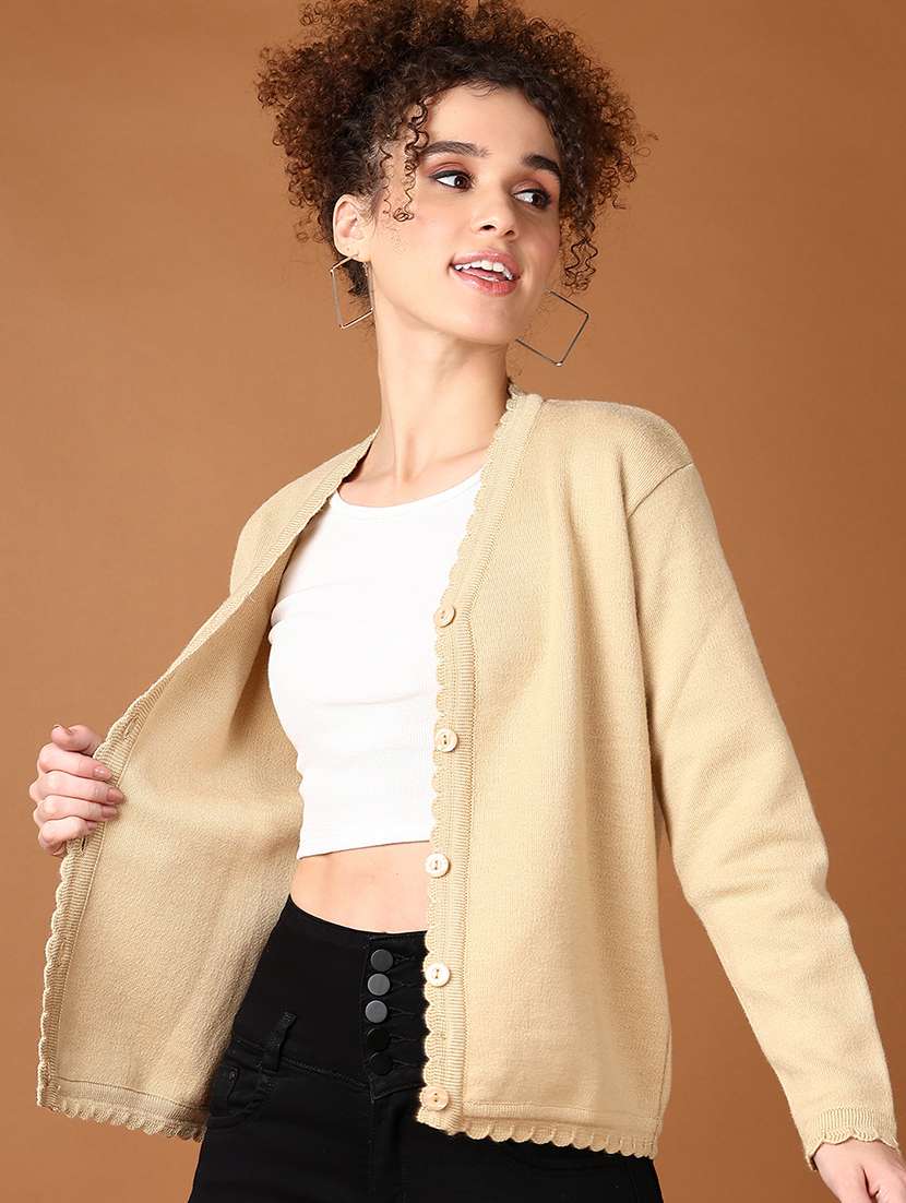 women self design long sleeve cardigan - 21553371 -  Standard Image - 1