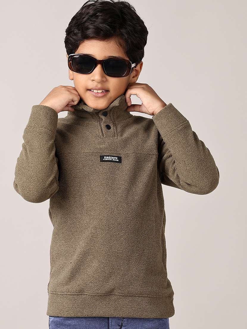 boys solid long sleeve pullover sweatshirt - 21553420 -  Standard Image - 1