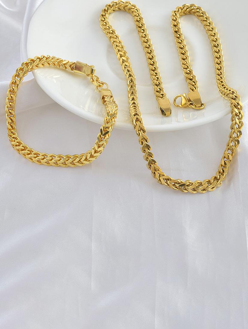 pack of 2 gold brass chain necklace & bracelet combo - 21553711 - Zoom Image - 0