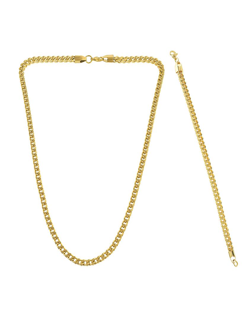 pack of 2 gold brass chain necklace & bracelet combo - 21553711 - Standard Image - 1