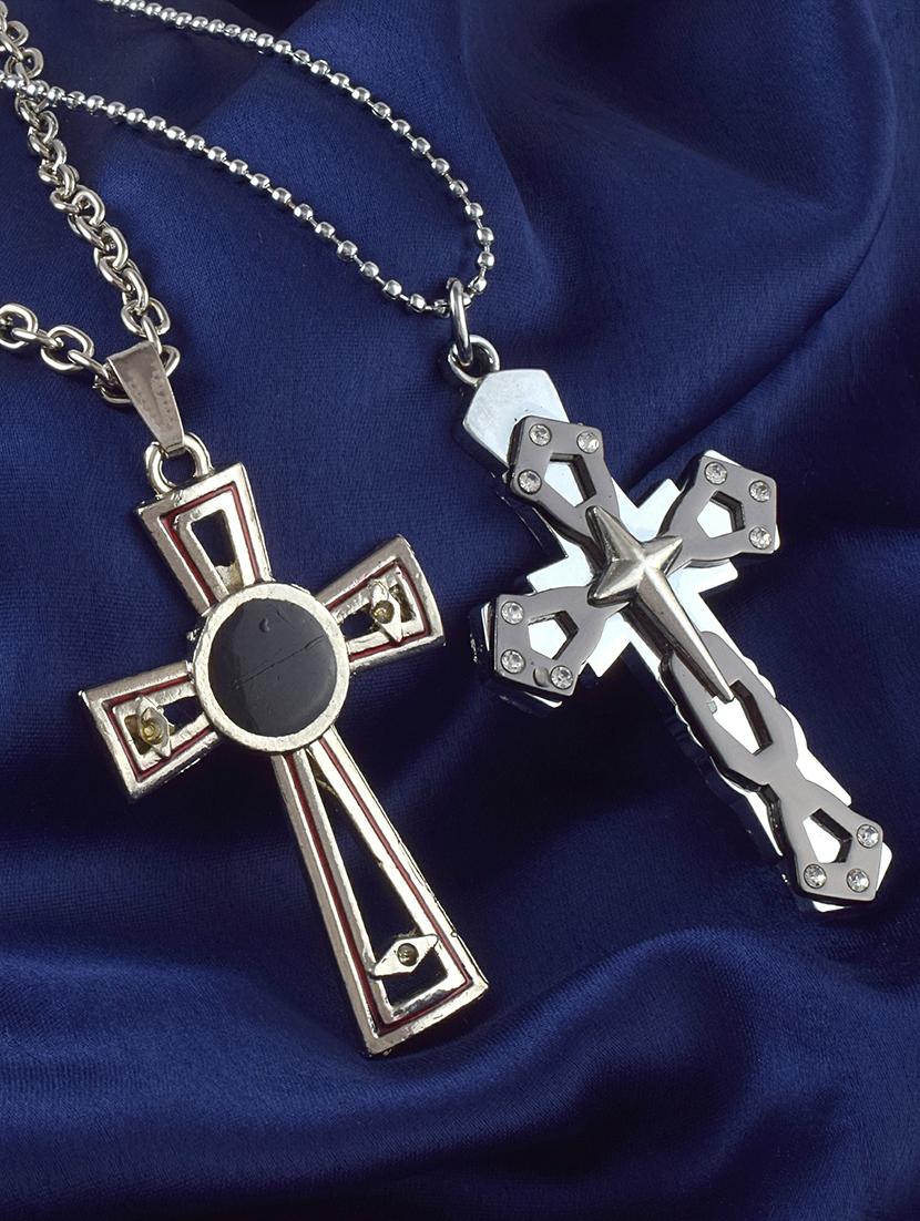 pack of 2 silver christian cross crucifix chain - 21553712 - Zoom Image - 0