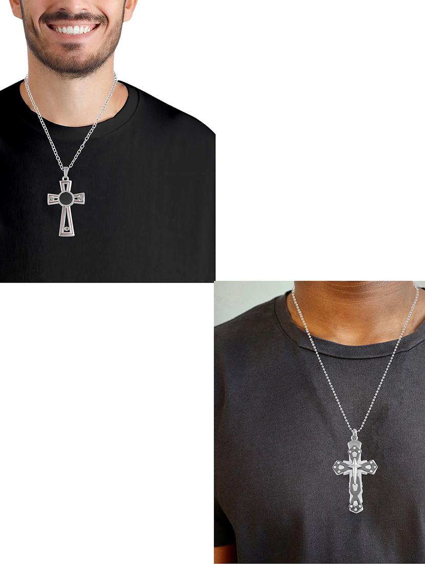 pack of 2 silver christian cross crucifix chain - 21553712 - Standard Image - 4