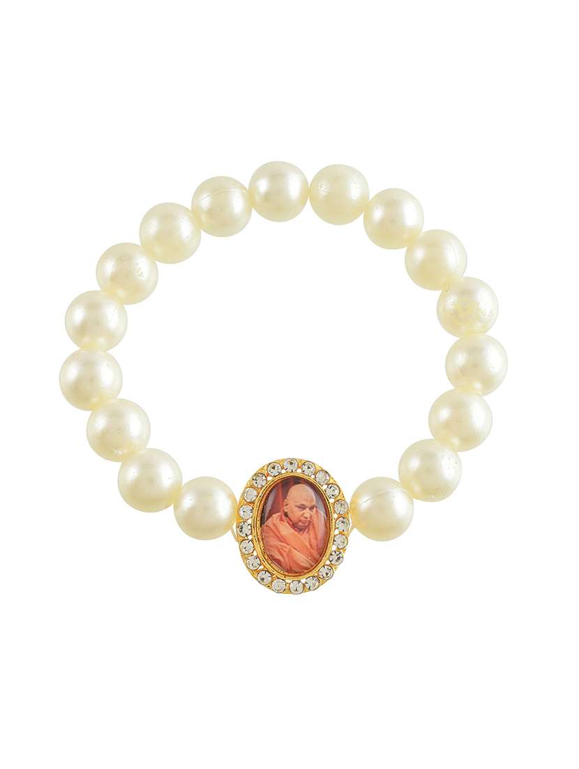 white crystal beaded bracelet - 21553759 -  Standard Image - 1