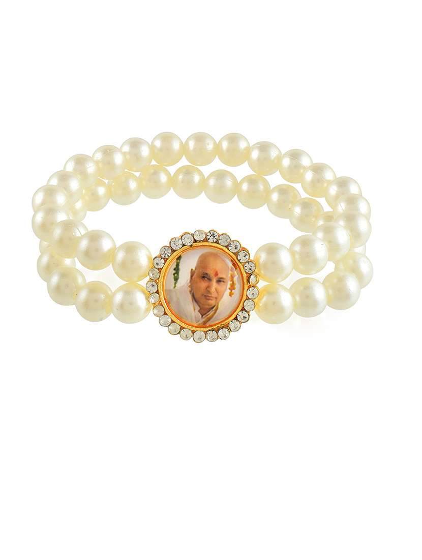 white crystal beaded bracelet - 21553760 -  Standard Image - 1