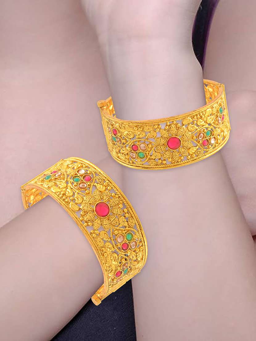 gold brass bangle bracelet - 21553770 -  Standard Image - 4