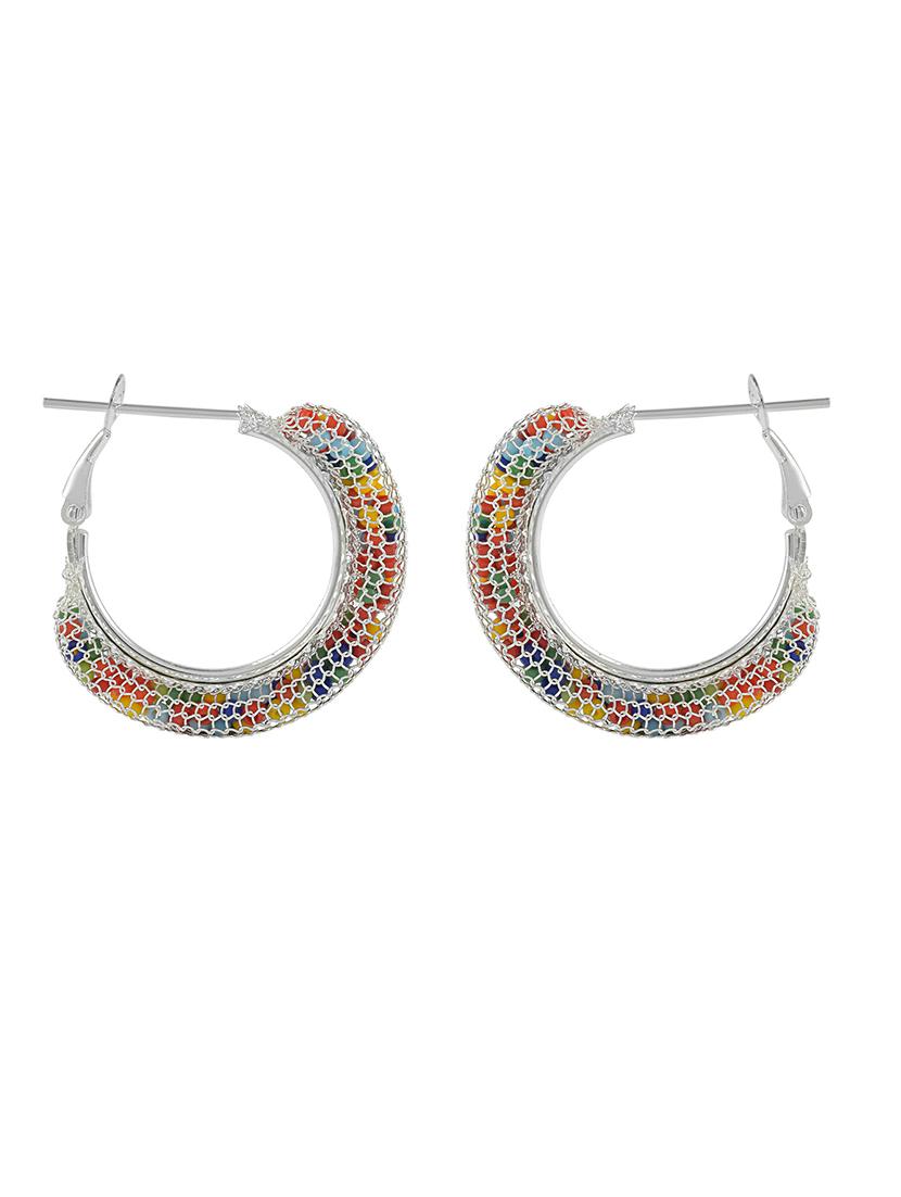 silver brass hoop earring - 21553780 - Standard Image - 1