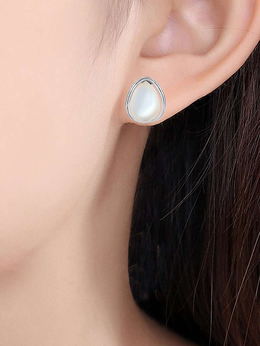 silver brass studs earring - 21553783 - Standard Image - 4