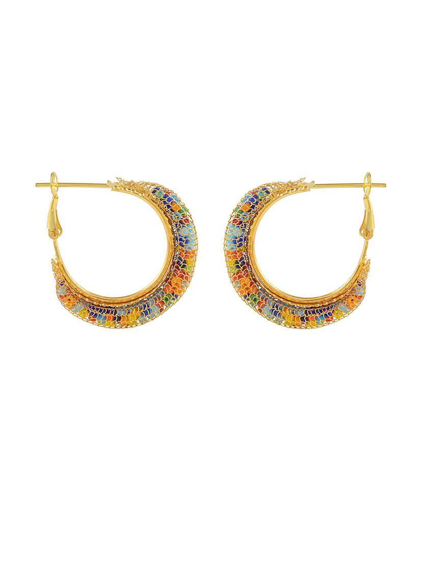 women multi coloured brass hoop earrings - 21553784 - Standard Image - 1