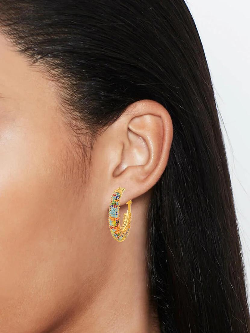 women multi coloured brass hoop earrings - 21553784 - Standard Image - 4