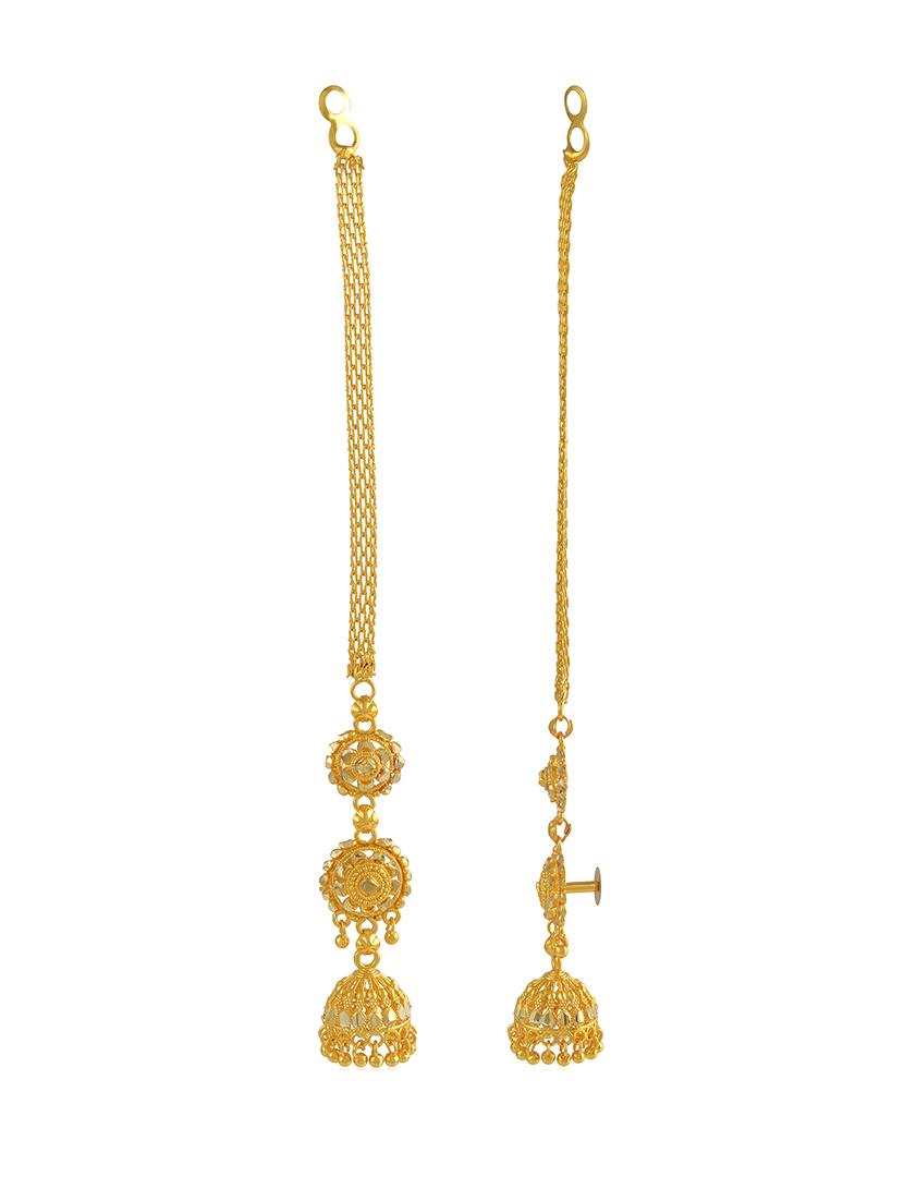 gold brass jhumka earring - 21553788 -  Standard Image - 1