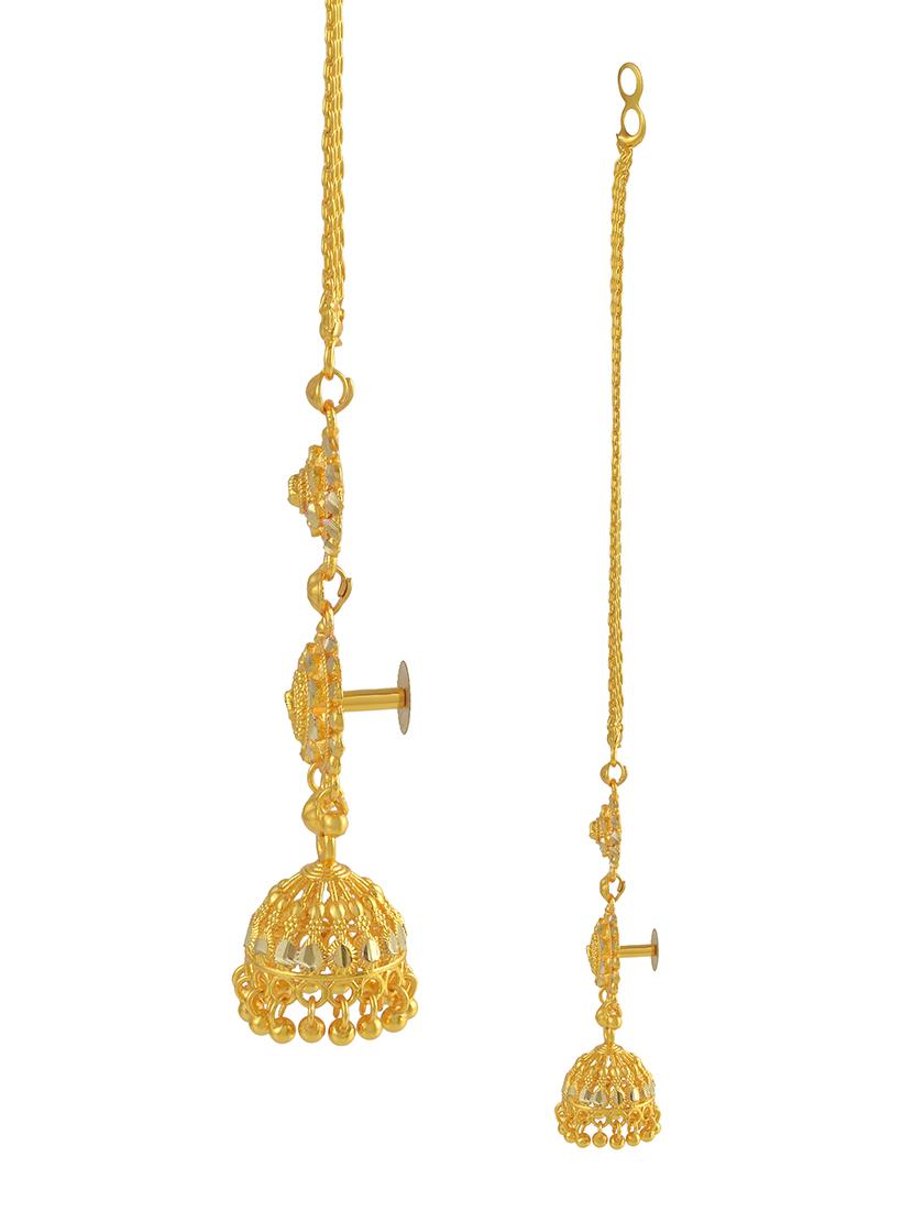 gold brass jhumka earring - 21553788 - Standard Image - 4