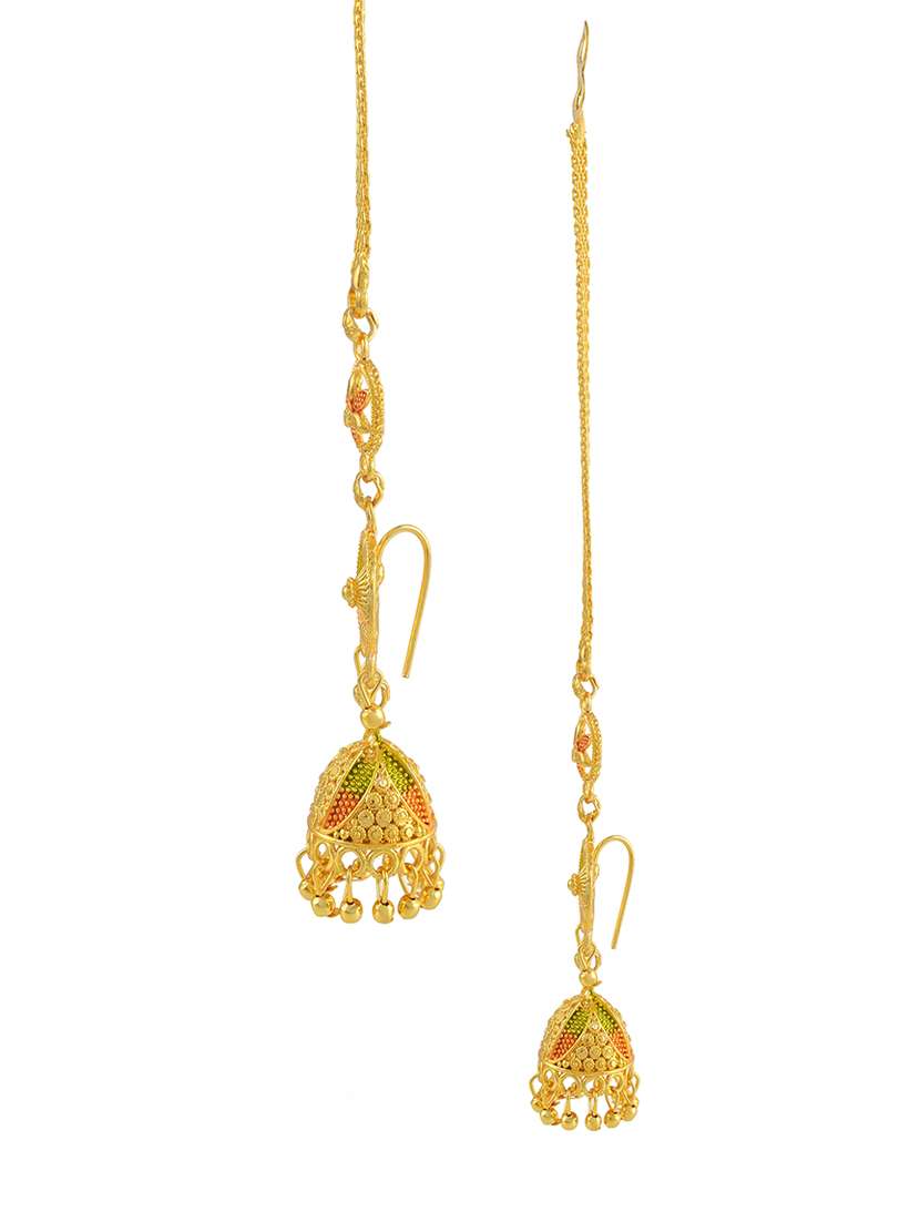 women gold brass jhumka earrings - 21553789 -  Standard Image - 4