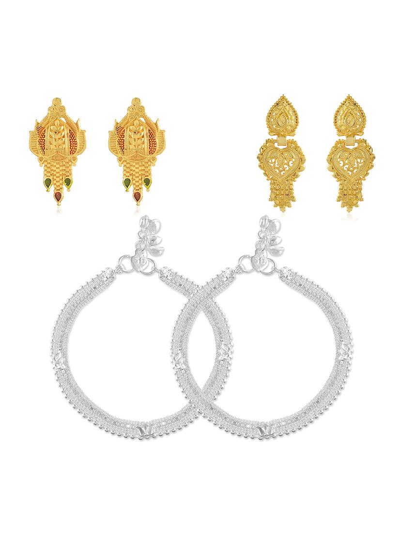 set of 2 gold stud earrings and anklets - 21553792 - Standard Image - 1
