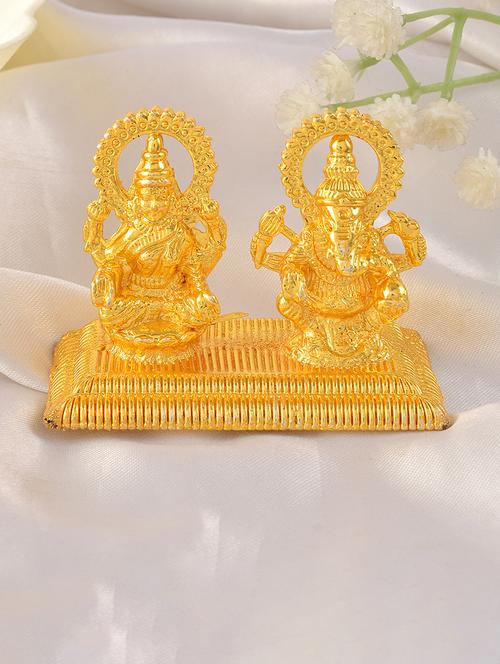 brass micron 1 gram gold lakshmi ganesh idol figurine show piece for home décor - 21553795 -  Standard Image - 0