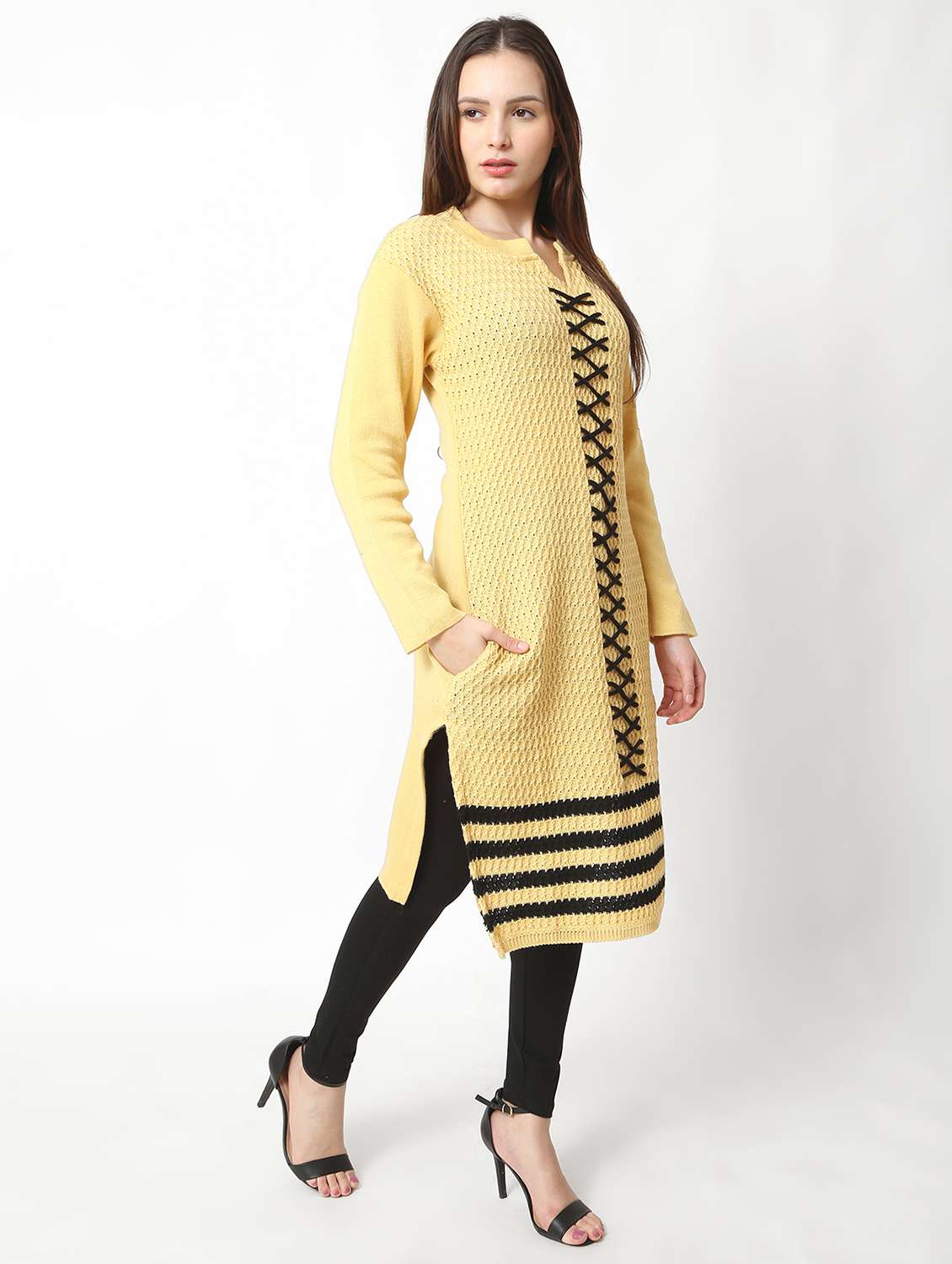 women self design long sleeves kurta - 21553826 -  Standard Image - 1
