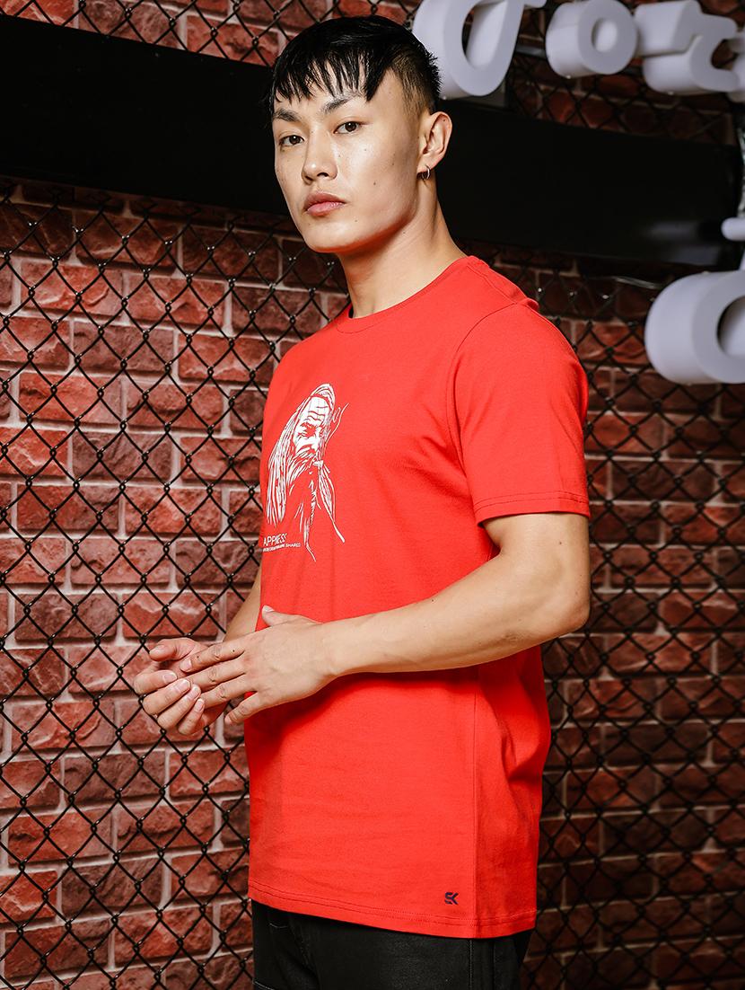 men chest print round neck t-shirt - 21553853 - Standard Image - 1