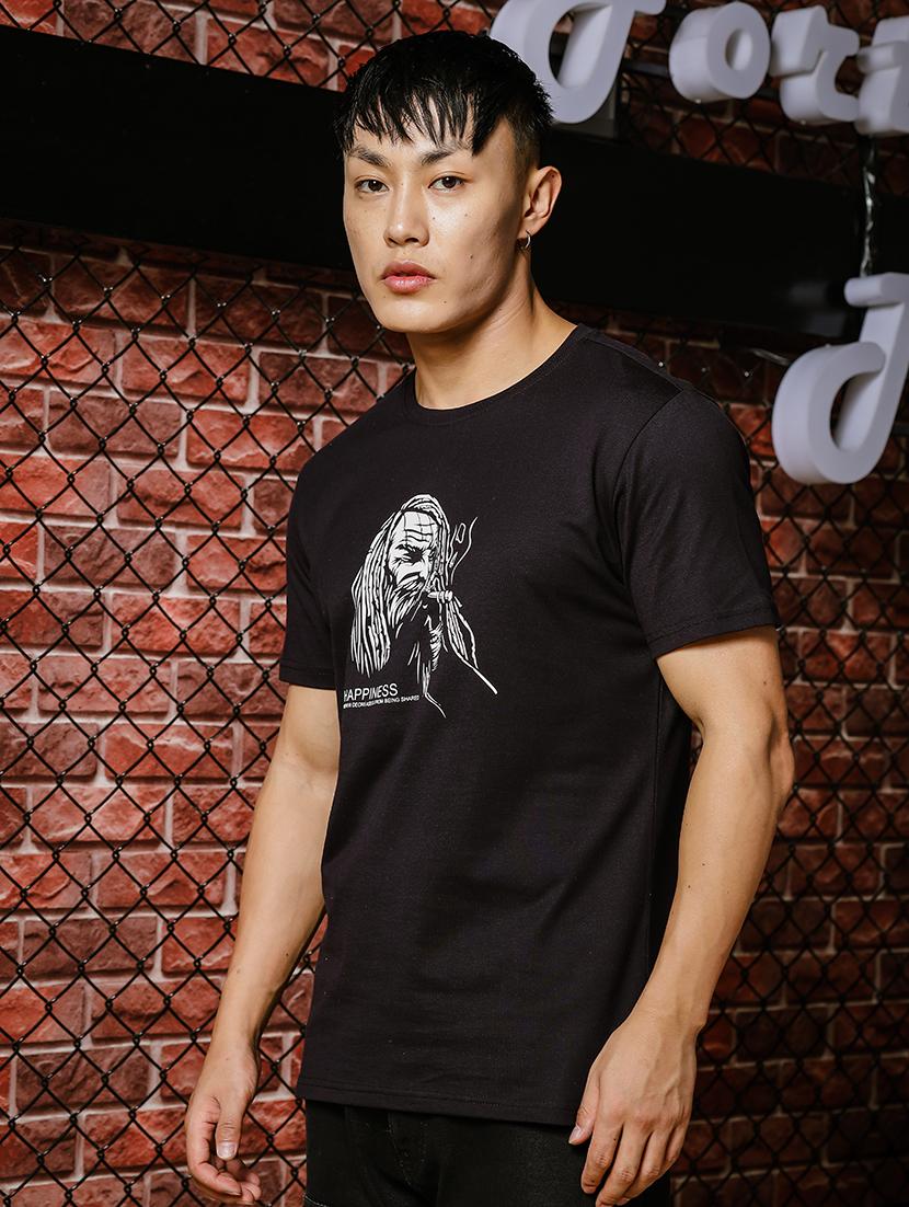 men chest print round neck t-shirt - 21553854 -  Standard Image - 1