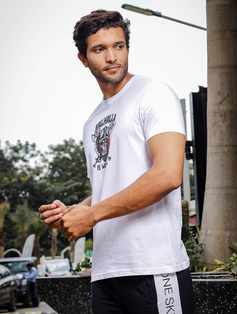 men chest print round neck t-shirt - 21553857 -  Standard Image - 1