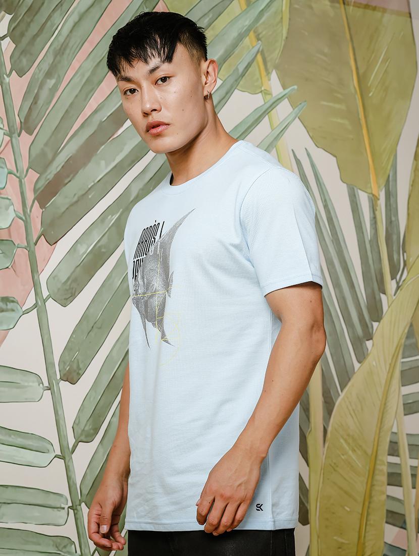 men chest print round neck t-shirt - 21553860 - Standard Image - 1