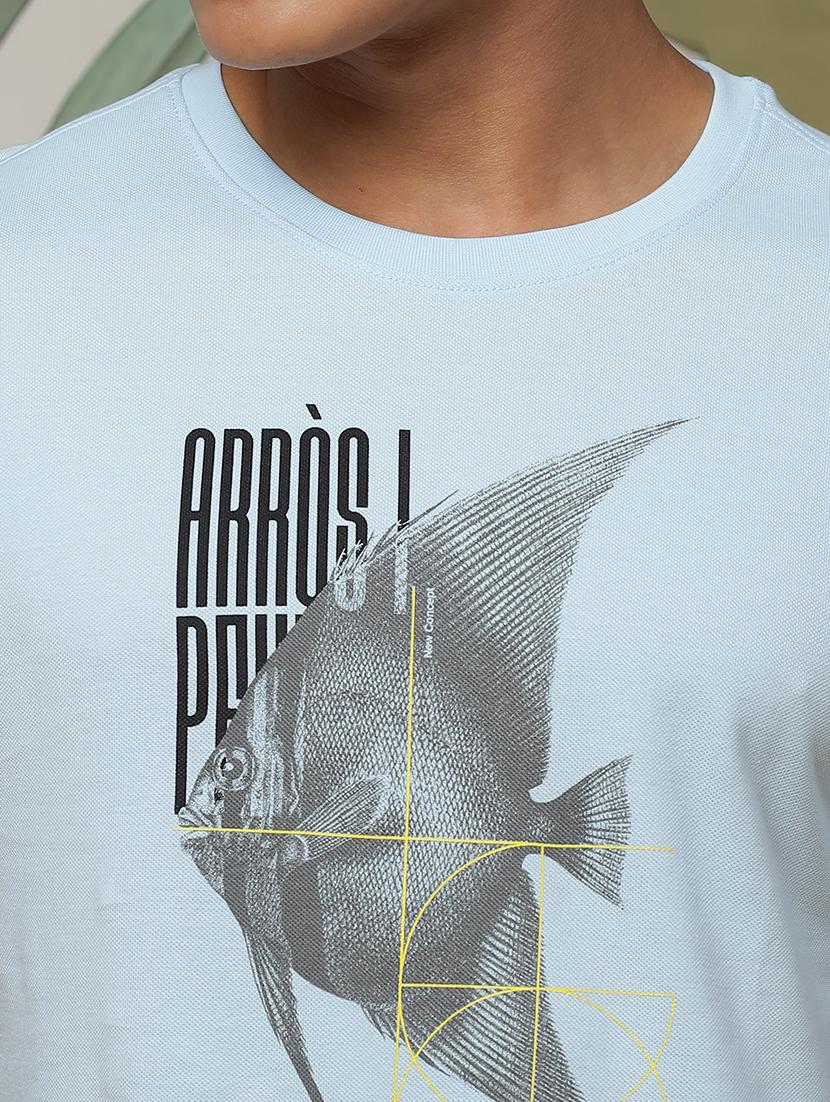 men chest print round neck t-shirt - 21553860 - Standard Image - 4